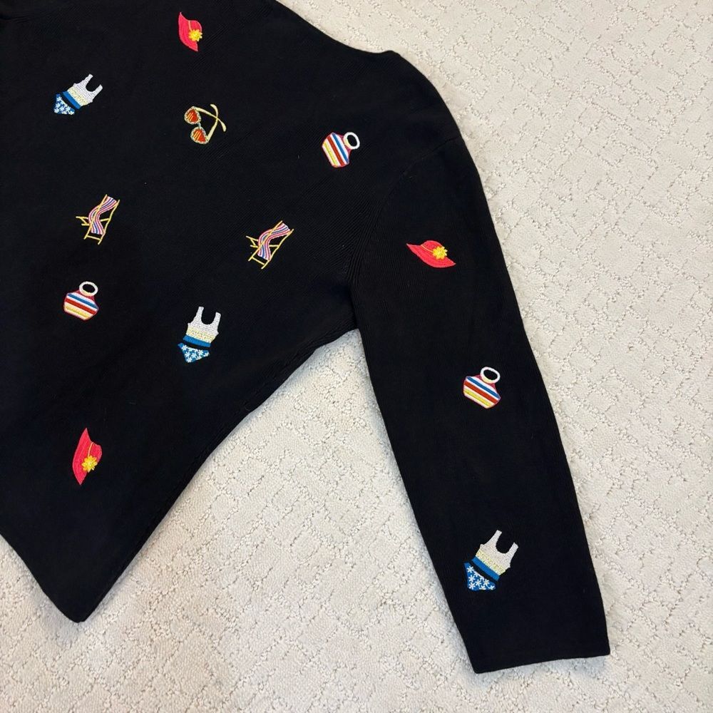 Vintage Alexandra Bartlett Sweater Women's Sz L Black Summer Beach Preppy Casual - Picture 8 of 12